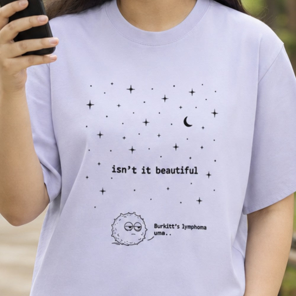Burkitt lymphoma - Starry Sky | Unisex Stretch T-shirt for Medicos / Pathologists | Dark Print on Light Tshirt