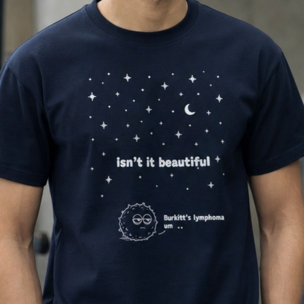 Burkitt lymphoma - Starry Sky | Unisex Stretch Tshirt for Medical Students / Pathologists | Light Print on Dark Tshirts