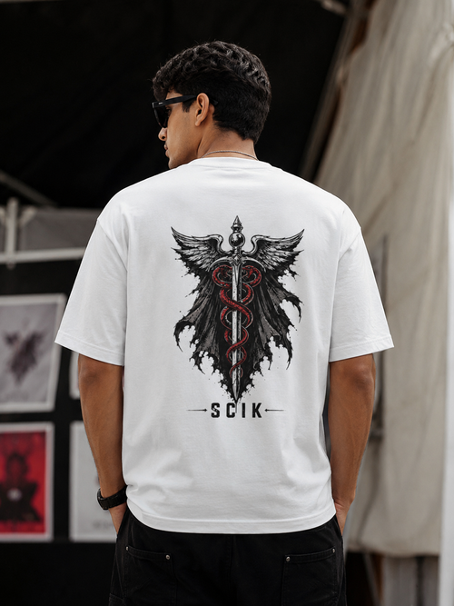 Caduceus | Unisex Oversized Classic T-Shirt | Dark Print on Light Tshirt