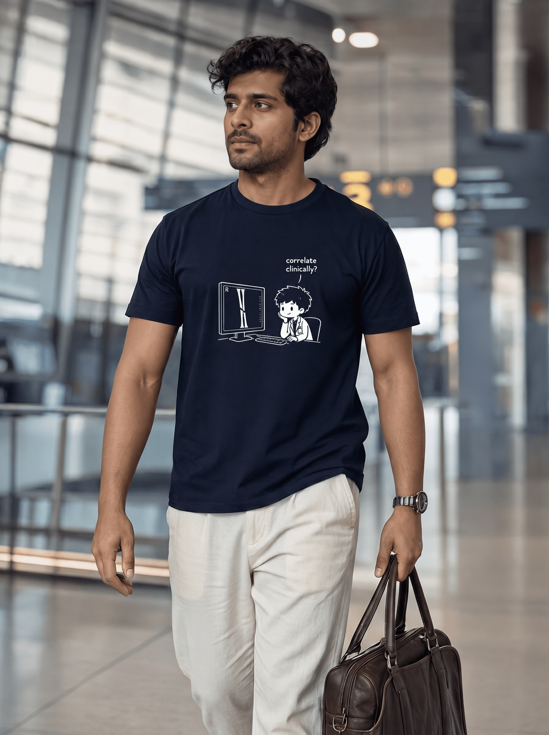Correlate Clinically? | Unisex Stretch T-shirt for Medicos | White Print on Dark Tshirt