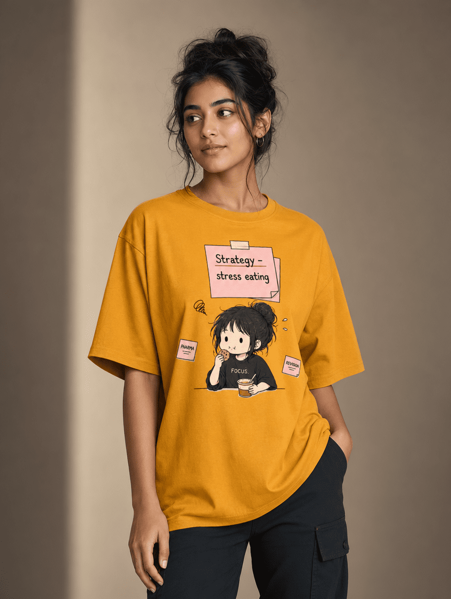 Stress Eating | Unisex Oversized Classic T-Shirt | Dark Print on Light Shirt