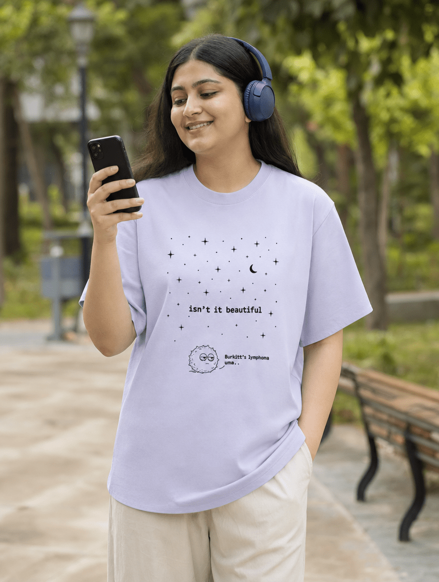 Burkitt lymphoma - Starry Sky | Unisex Stretch T-shirt for Medicos / Pathologists | Dark Print on Light Tshirt