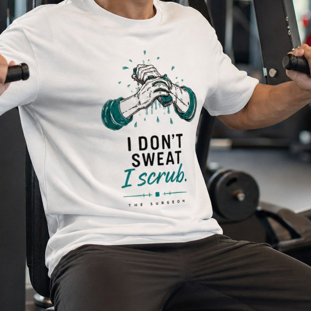 I Scrub | Unisex Stretch T-shirt for Surgeons | Dark Print on Light Tshirt