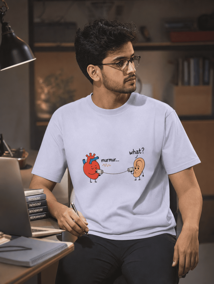 Mid diastolic Murmur | Unisex Stretch T-shirt for Medicos | Dark Print on Light Tshirt
