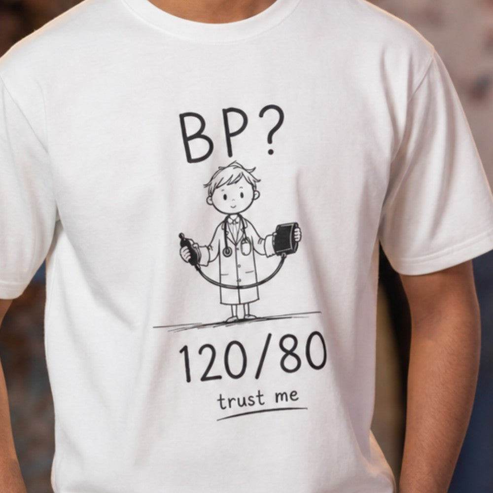 Normal BP - Trust Me | Unisex Stretch T-Shirt for Medicos / Interns | Dark Print on Light Tshirt