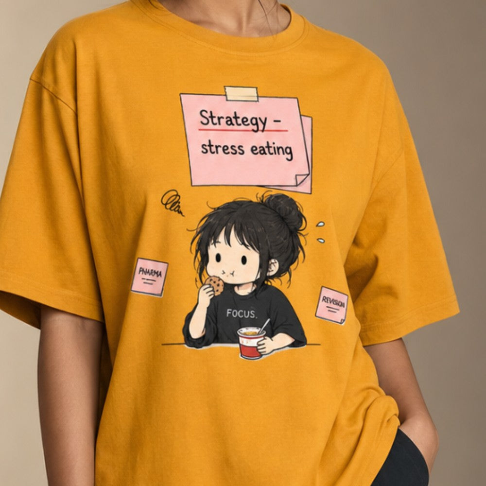 Stress Eating | Unisex Oversized Classic T-Shirt | Dark Print on Light Shirt