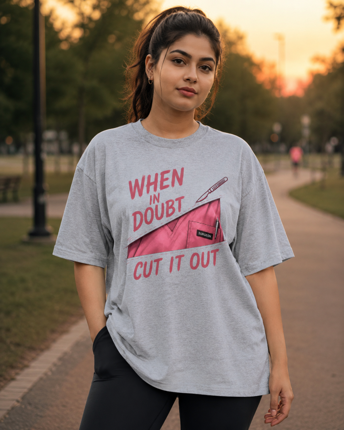 When in Doubt Cut it Out | Unisex Oversized Classic T-Shirt | Pink Variant